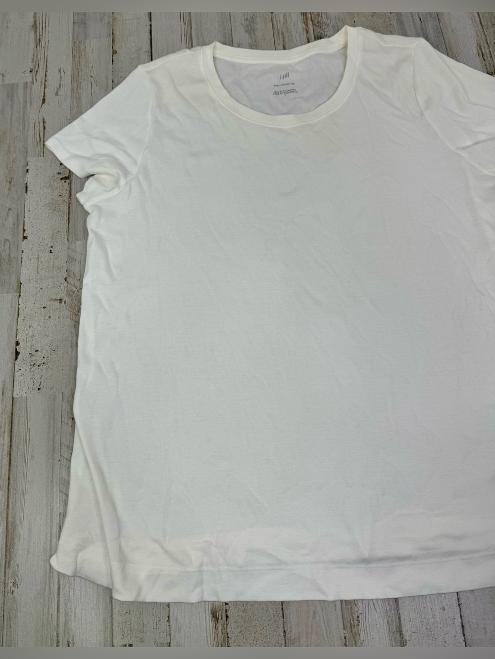 J. Jill Womens Size L White Shoulder Sleeve Tee 100% Pima Cotton - Picture 3 of 10